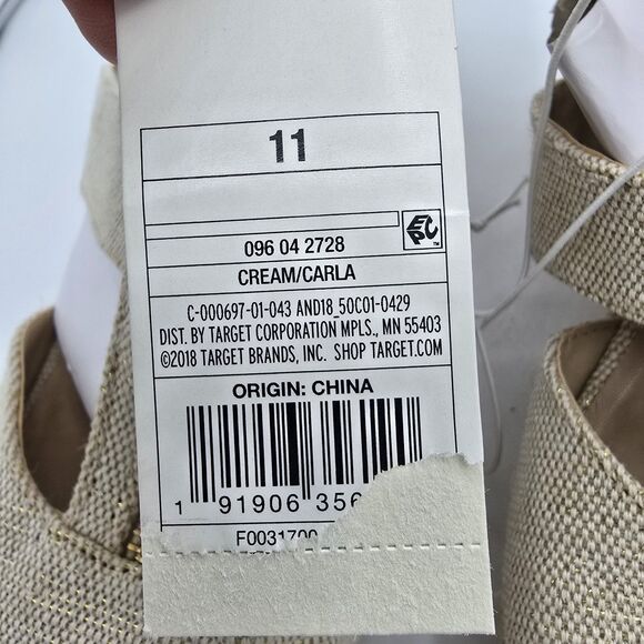 Women's Carla A New Day Espadrille Zip Sandals Cream Size 11 New With Tags Pumps - Picture 3 of 10